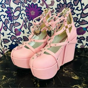 Demonia POISON-25-2 pink vegan leather platforms
